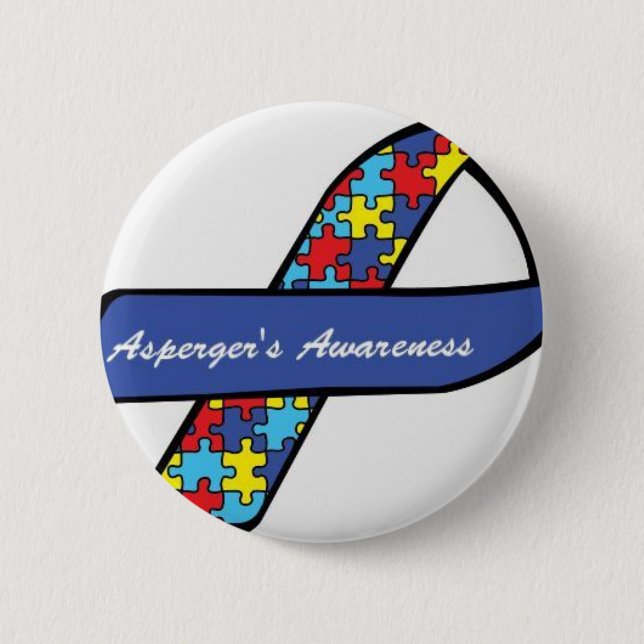 Asperger's Awareness Ribbon 6 Cm Round Badge (Front)