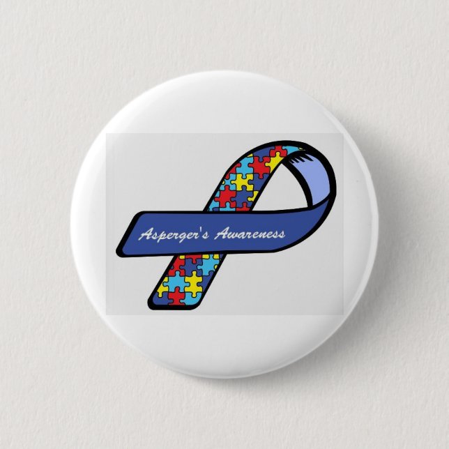Asperger's Awareness Ribbon 6 Cm Round Badge (Front)