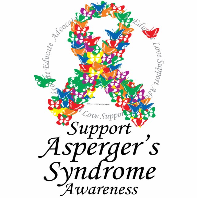Asperger's Syndrome Ribbon of Butterflies Standing Photo Sculpture (Front)
