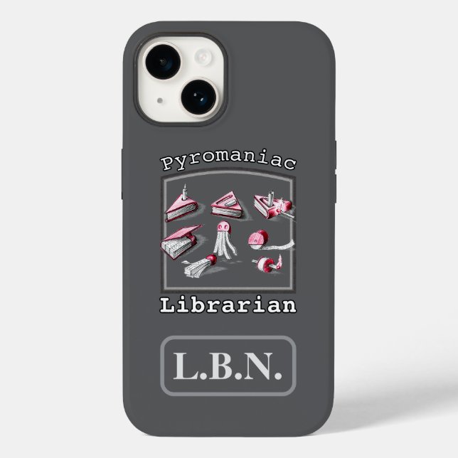 Asphalt Add Name Initials Pyromaniac Librarian Case-Mate iPhone Case (Back)