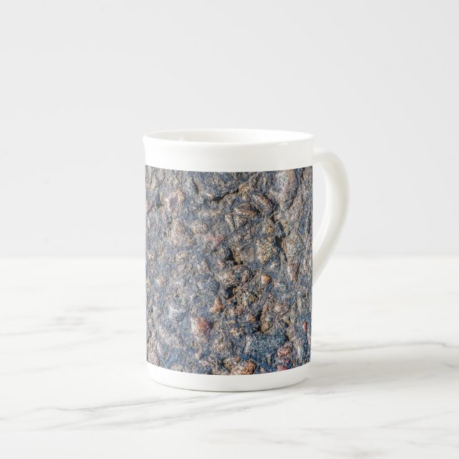 Asphalt and pebbles texture bone china mug (Front Right)