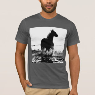 Asphalt Colour Elegant Modern Pop Art Running Hors T-Shirt