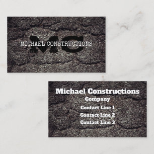 Asphalt Concrete Construction worker Monogram Business Card