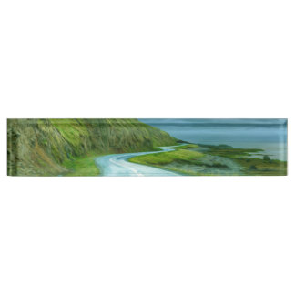 Asphalt road sharp curve nameplate