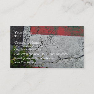 Asphalt road with white and red bars business card