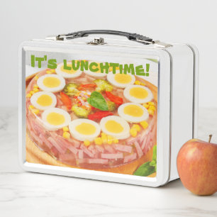 Aspic Ham Gelatin Salad 1970s Style Cooking Metal Lunch Box
