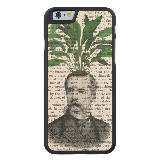 Aspidistra Head Plant Head Carved Wood iPhone Case (Back)