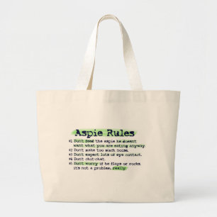 "Aspie Rules" Canvas Totebag Large Tote Bag