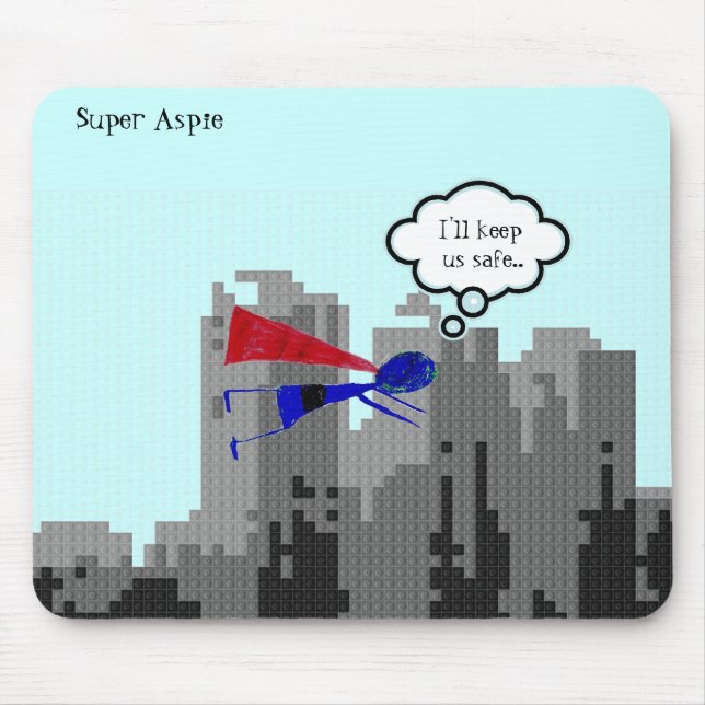 Aspie to save the day..... "Autism Awareness" Mouse Mat (Front)