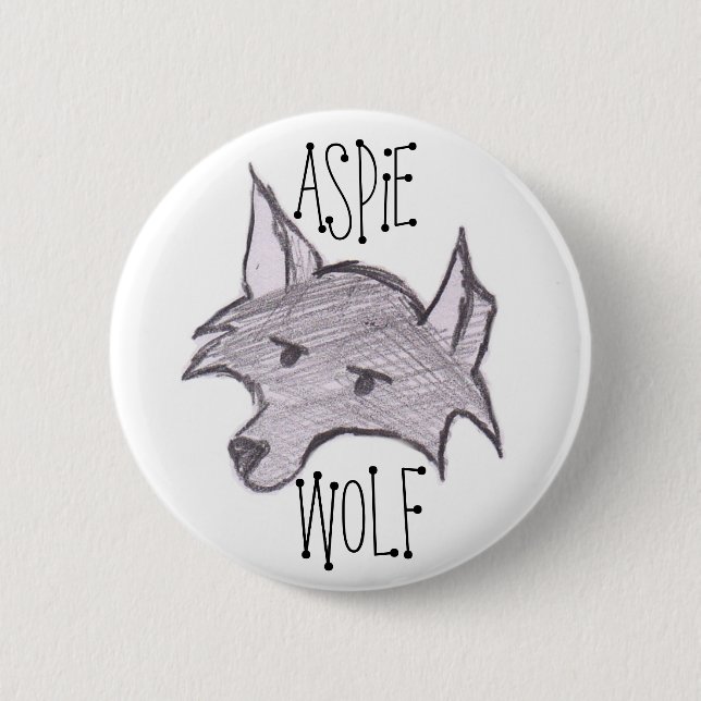 Aspie Wolf Button (Front)