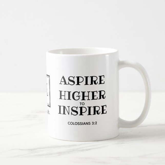 ASPIRE HIGHER Christian Monogram Coffee Mug (Right)