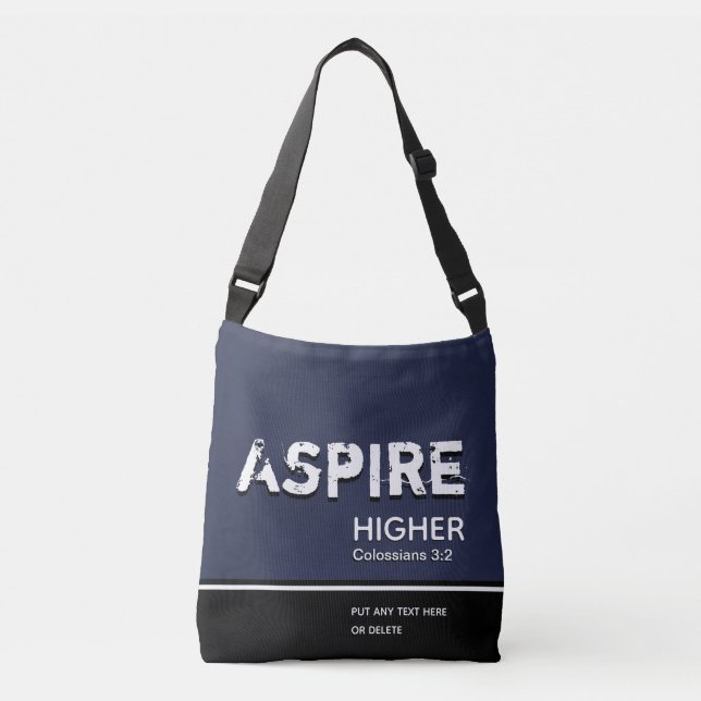 ASPIRE HIGHER Inspirational Christian NAVY Crossbody Bag (Front)