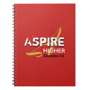 ASPIRE HIGHER Red Inspirational Christian Notebook