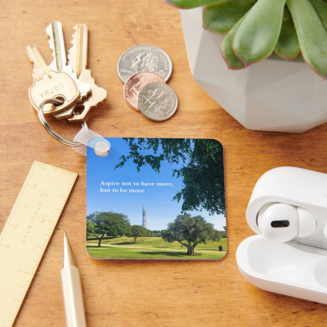 Aspire park in Qatar green trees modern building Key Ring (Desk)