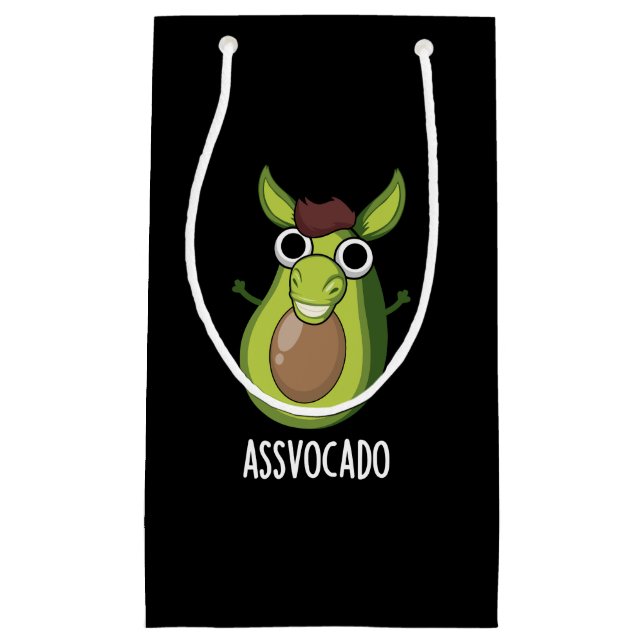 Ass-vocado Funny Avocado Pun Dark BG Small Gift Bag (Front)