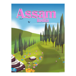 Assam India travel poster print.