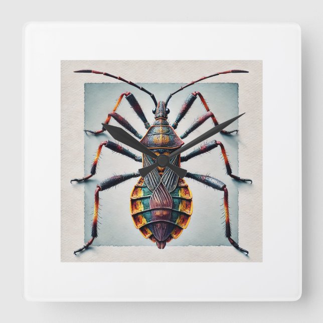 Assassin Bug 260924IREF222 - Watercolor Square Wall Clock (Front)