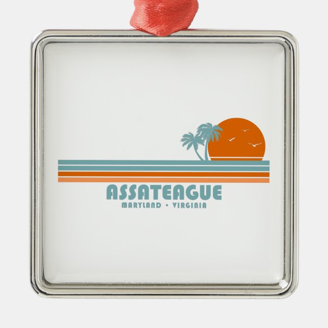 Assateague Island Maryland Virginia Sun Palm Trees Metal Tree Decoration (Front)