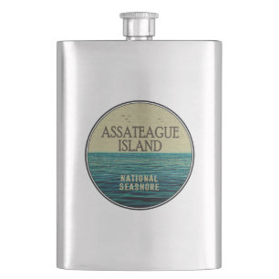 Assateague Island National Seashore Ocean Birds Hip Flask