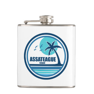 Assateague Island Palm Tree Birds Hip Flask