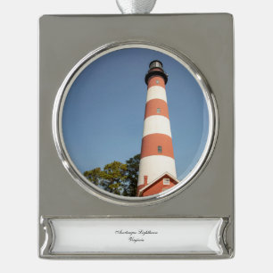Assateague Lighthouse Silver Plated Banner Ornament
