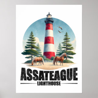 Assateague Lighthouse Vintage Poster