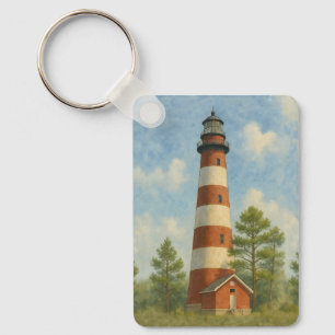 Assateague Lighthouse Watercolor Key Ring