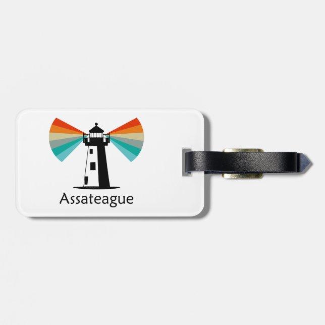 Assateague Virginia Lighthouse Rainbow Luggage Tag (Back Horizontal)