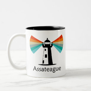 Assateague Virginia Lighthouse Rainbow Two-Tone Coffee Mug