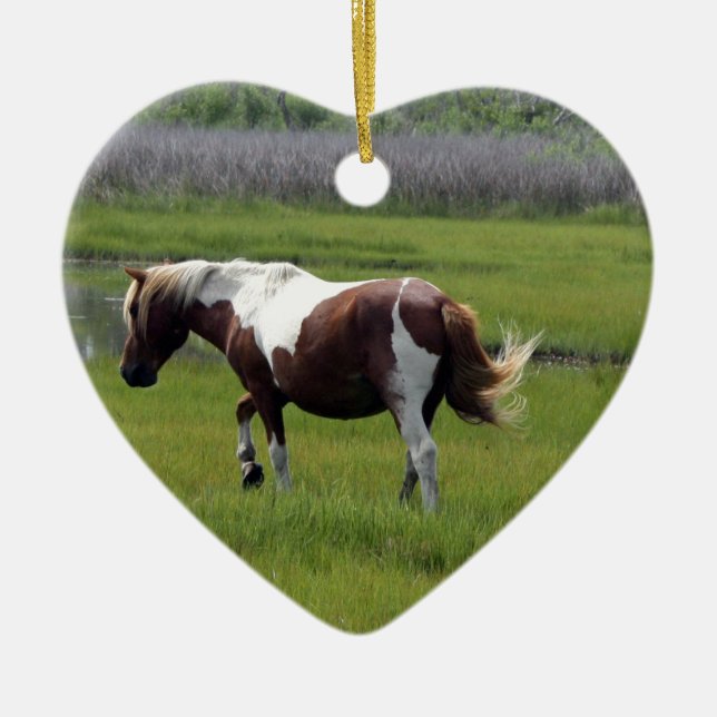 Assateague Wild Horse Ceramic Tree Decoration (Front)