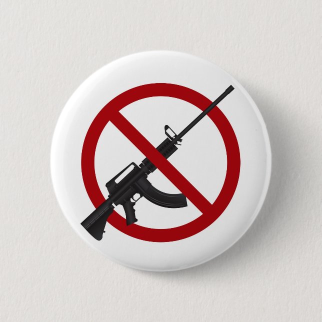 Assault Rifle AR15 Gun Ban Symbol Button (Front)