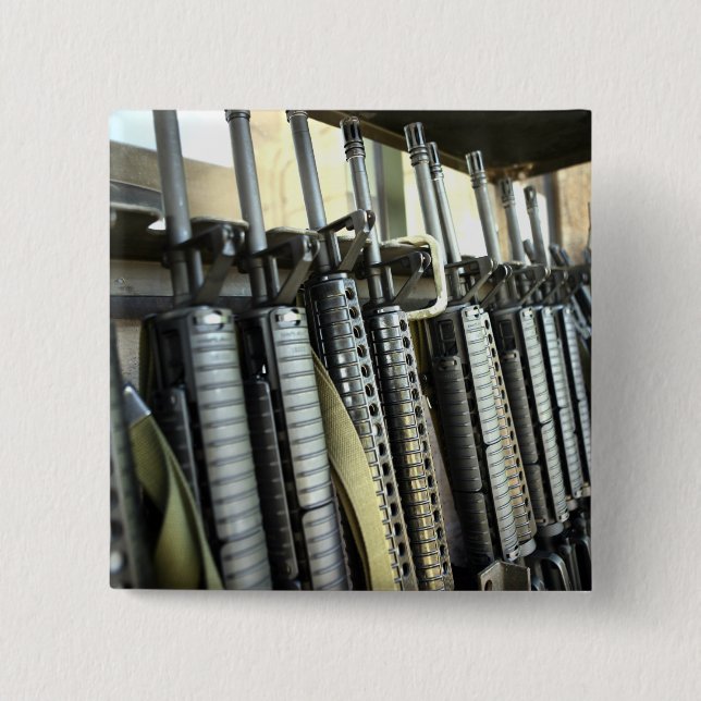 Assault rifles stand ready on the weapons rack 15 cm square badge (Front)