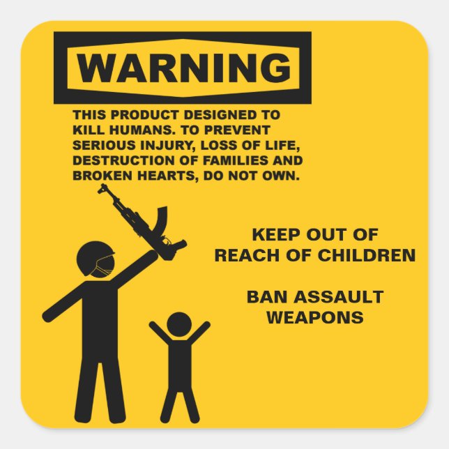 Assault Weapon Warning Square Sticker (Front)