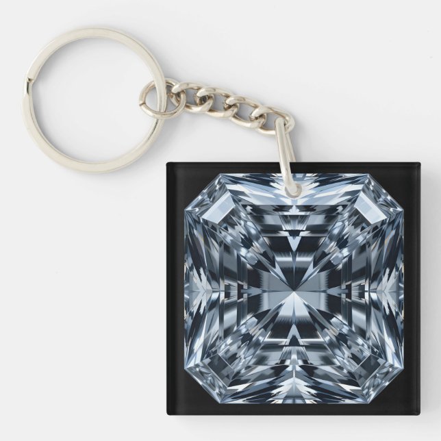 Asscher-Cut Diamond Macro – Hall of Mirrors Key Ring (Front)