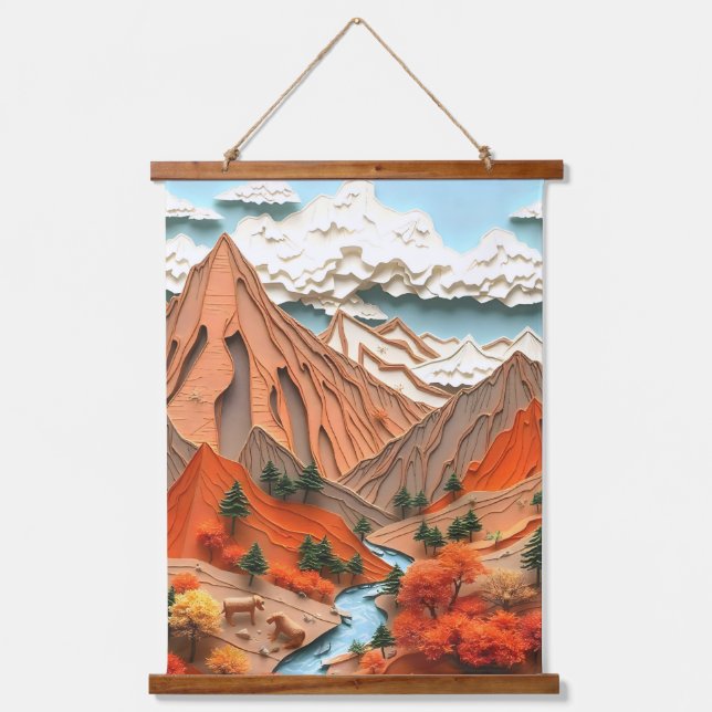 Assemblage 03: Orange Mountains Hanging Tapestry (Front)