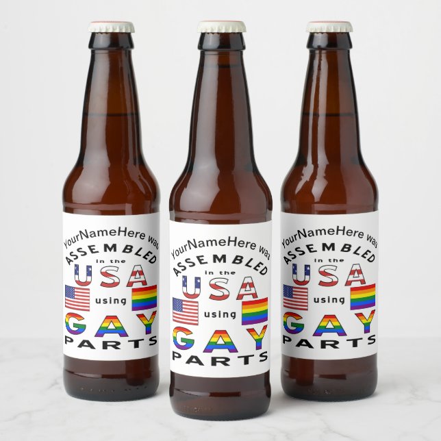 Assembled in USA Using Gay Parts Personalized Beer Bottle Label (Bottles)