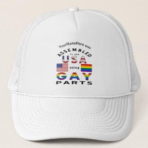 Assembled USA Gay Parts Personalised Name  Trucker Hat