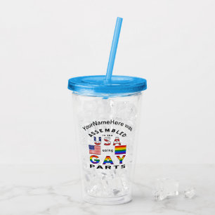 Assembled USA Using Gay Parts Personalised  Acrylic Tumbler