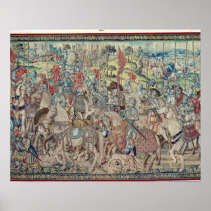 Assembling the Riders, from the tapestry of 'David Poster