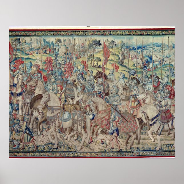 Assembling the Riders, from the tapestry of 'David Poster (Front)