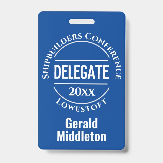 Assembly, Convention or Conference Delegate Badge ID Badge (Front)