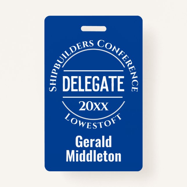Assembly, Convention or Conference Delegate Badge ID Badge (Front)