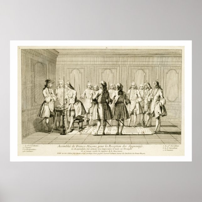 Assembly of Free Masons to Initiate an Apprentice, Poster (Front)