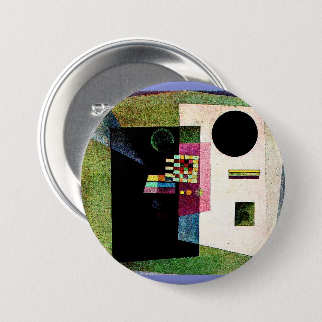 Asserting, abstract painting by Kandinsky, 7.5 Cm Round Badge (Front & Back)