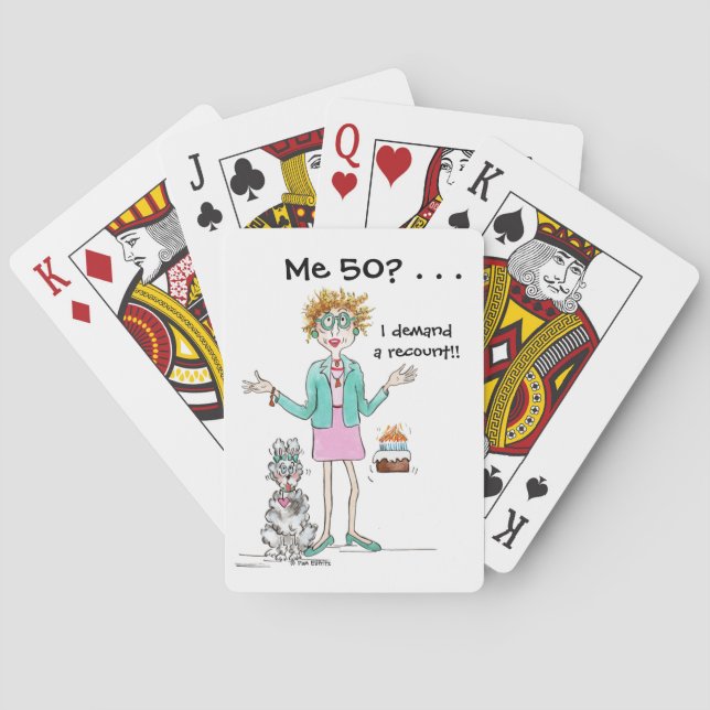 Assertive Woman Demands a 50 yr Recount cartoon  Playing Cards (Back)