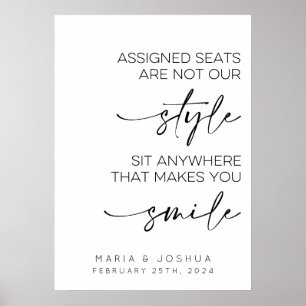 Assigned Seats Are Not Our Style Minimal Wedding Poster