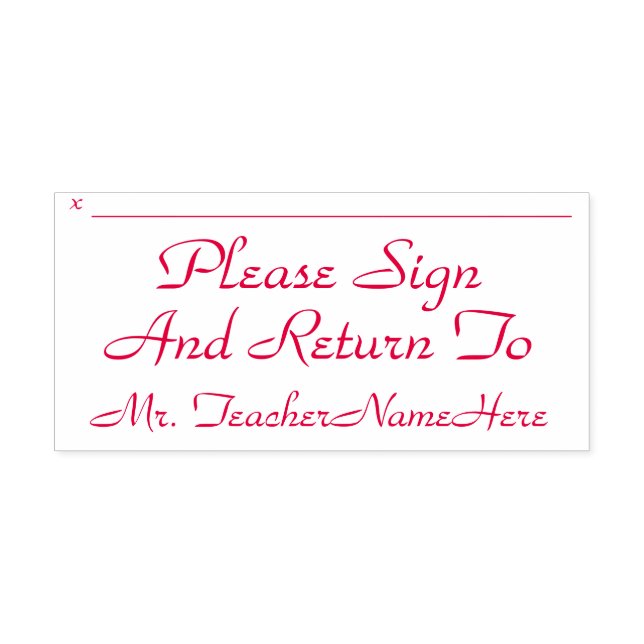 Assignment Review and Teacher Name Rubber Stamp (Design)