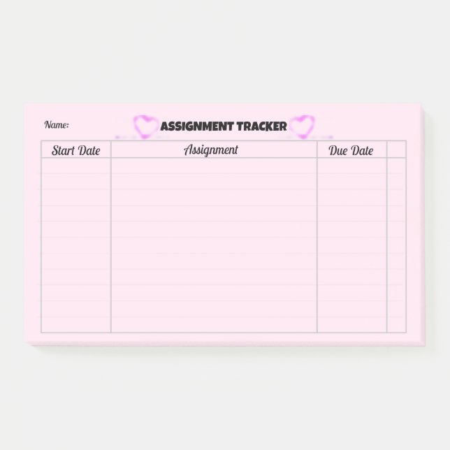 Assignment Tracker Notepad (Front)