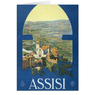 Assisi Italy Vintage Travel Art Francesco Basilica