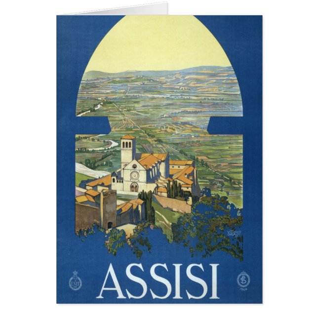 Assisi Italy Vintage Travel Art Francesco Basilica (Front)